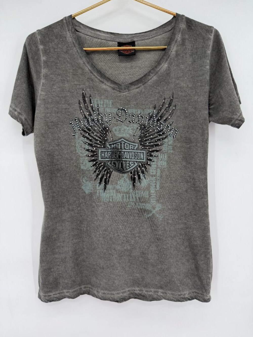 Harley-Davidson Sturgis South Dakota Gray Graphic V-Neck T-Shirt Women's Small